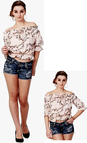 Beige Summercool Printed Off Shoulder Top