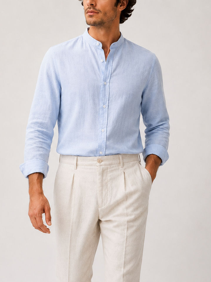 Light Blue Shirt Linen - 1056