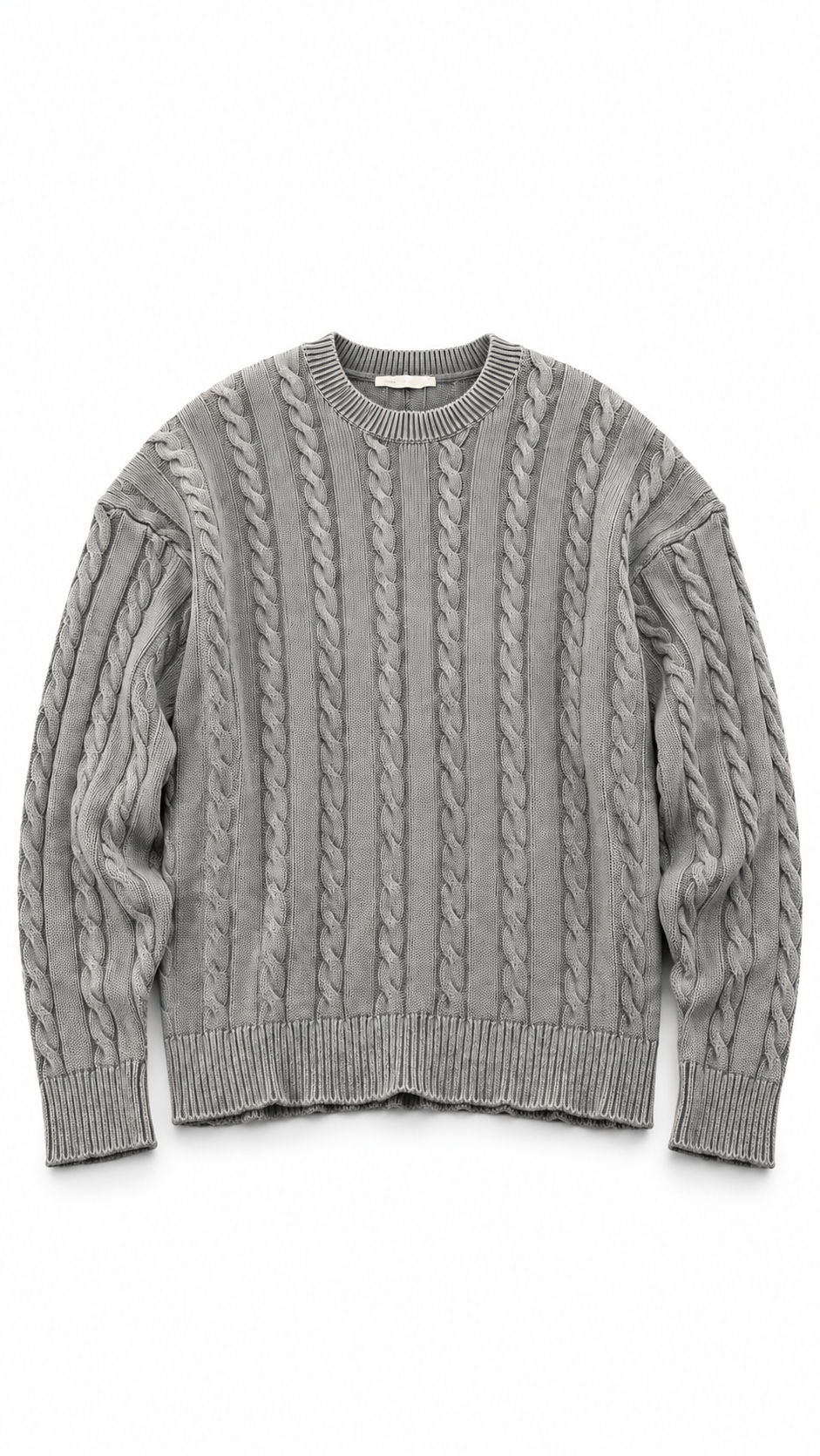 Grey Cable-Knit Triko Sweater
