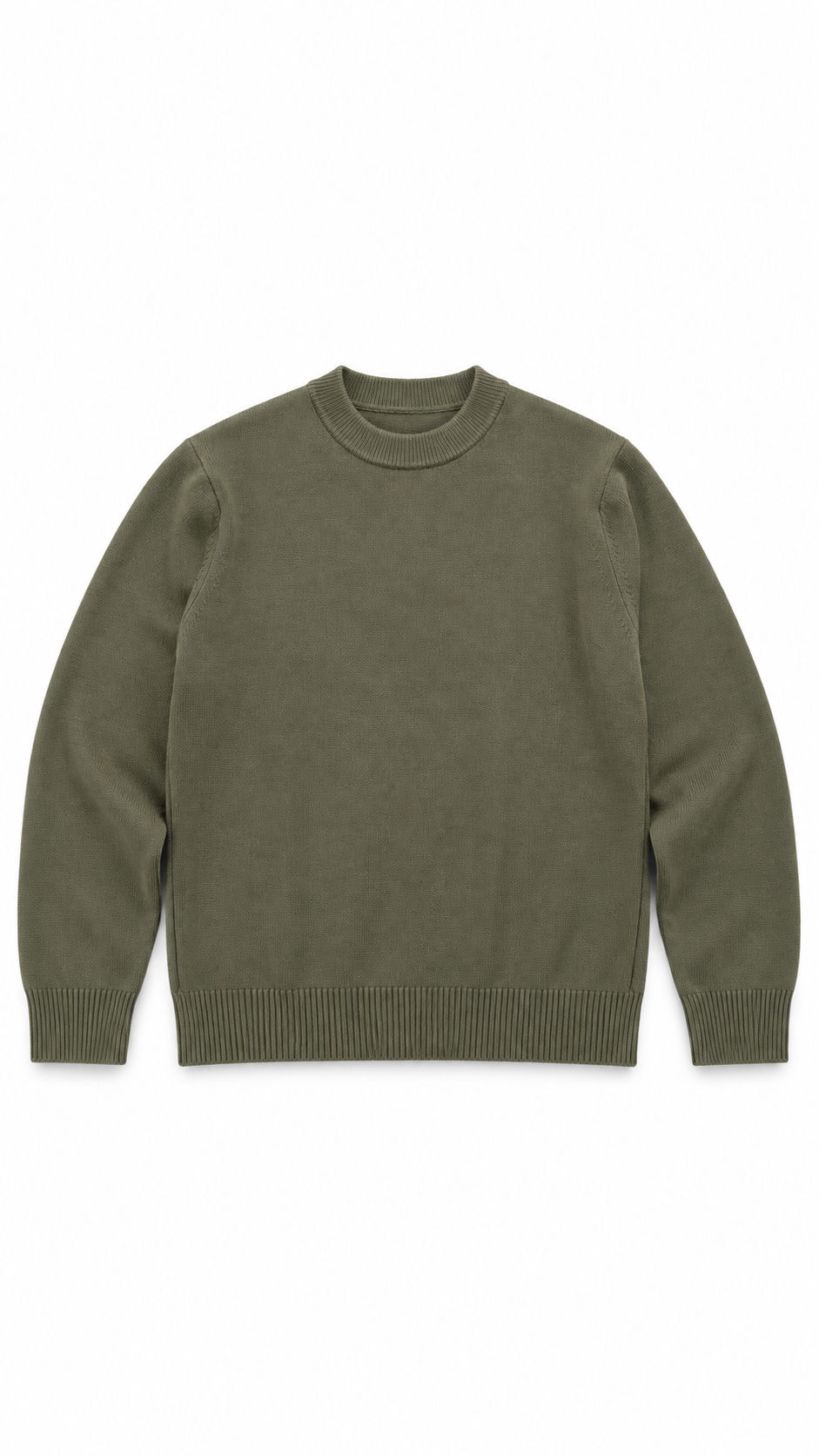 Cotton-Wool Crewneck Knit Sweater