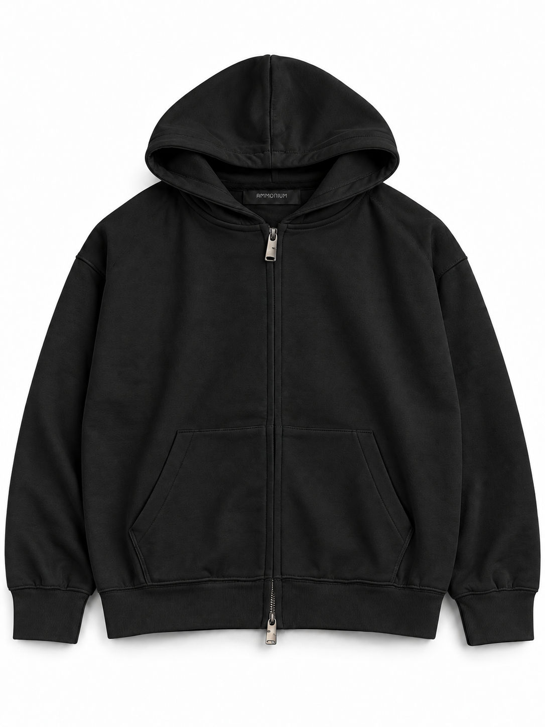 Relaxed Fit Full-Zip Hoodie - Black