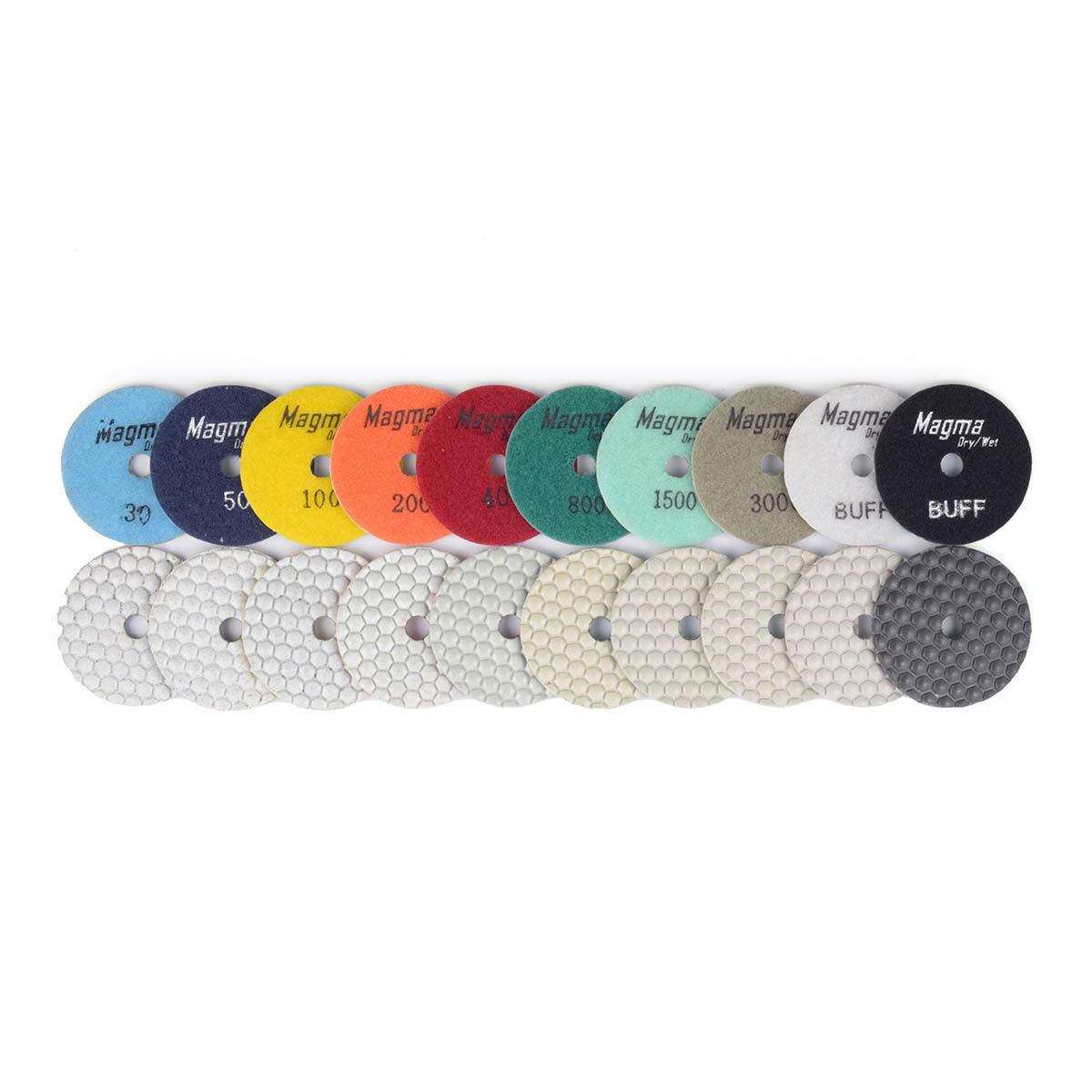 5 in. Dry Diamond Polishing Pad Set for Stone and Concrete, #50, #100,  #200, #400, #800, #1500, #3000 Grit