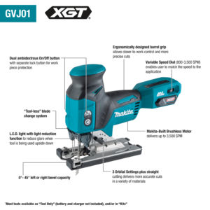Makita 40V max XGT® Brushless Cordless Barrel Grip Jig Saw, Tool Only