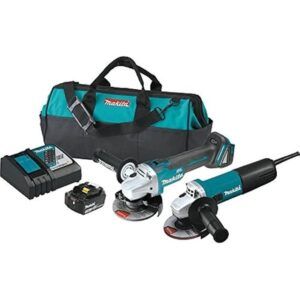 Makita 18V LXT Lithium-Ion Brushless Cordless 4-1/2 Angle Grinder Kit (4.0Ah) w/corded 4-1/2 Angle Grinder