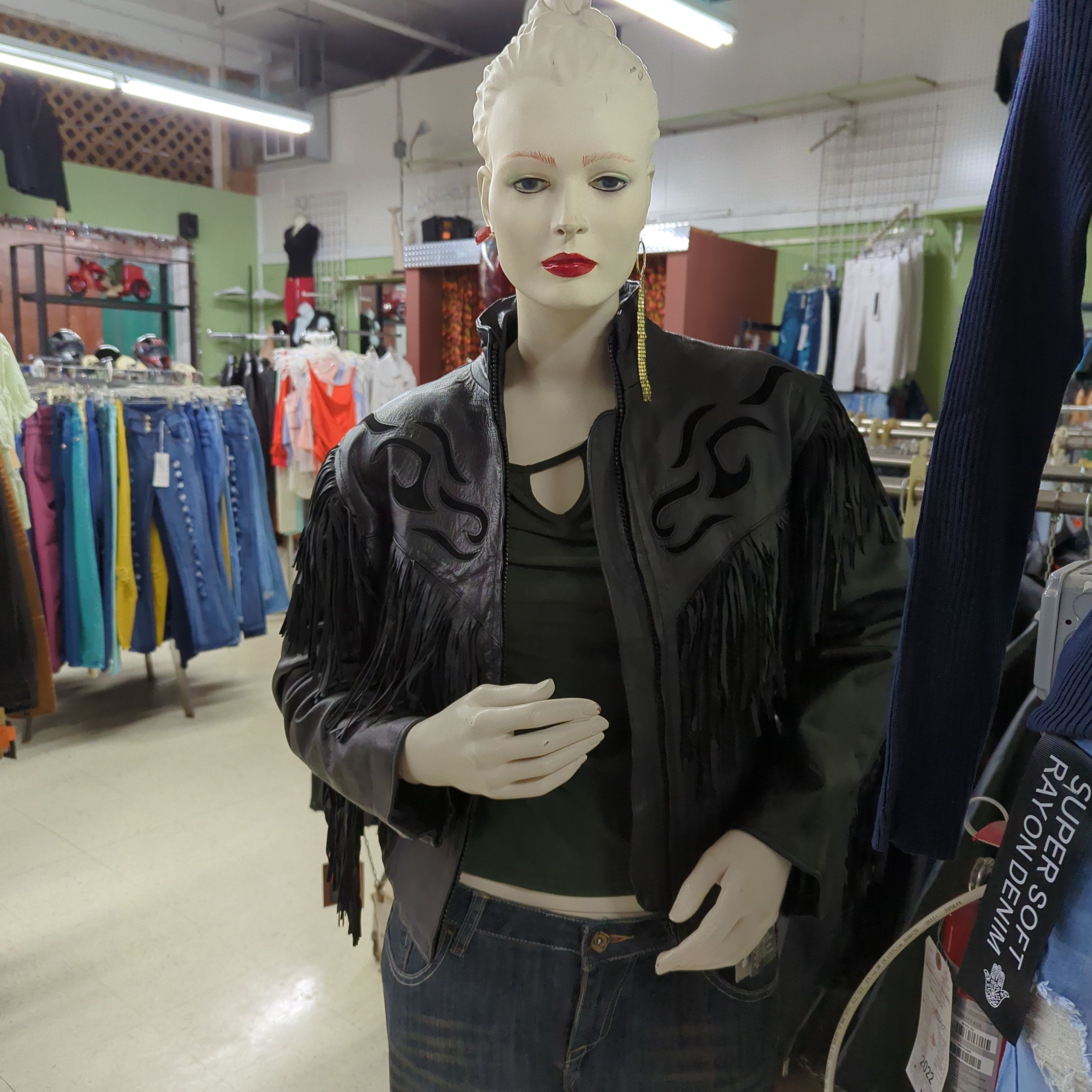 Ladies fringe Riding leather jacket