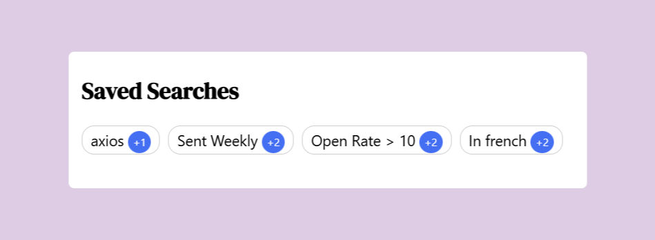List of saved searches on the InboxReads dashboard
