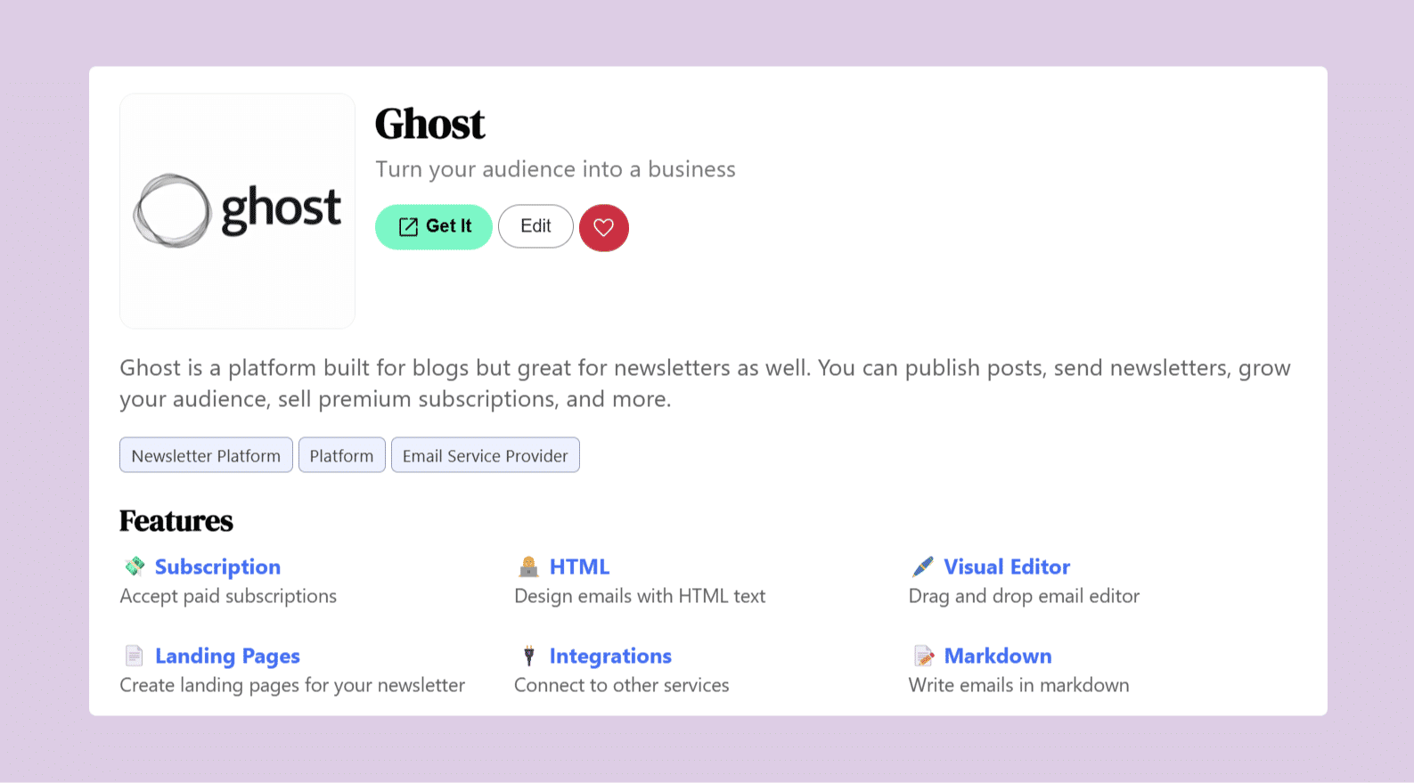 Ghost tool page on InboxReads