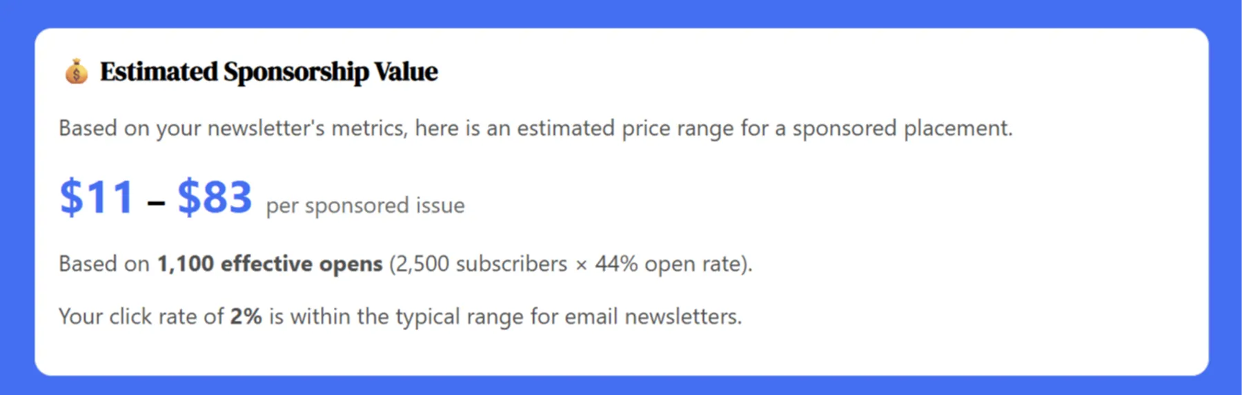 Suggested Ad Sponsorship Prices