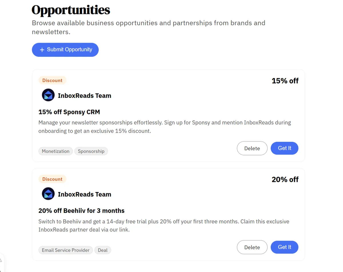 The InboxReads Opportunities Board
