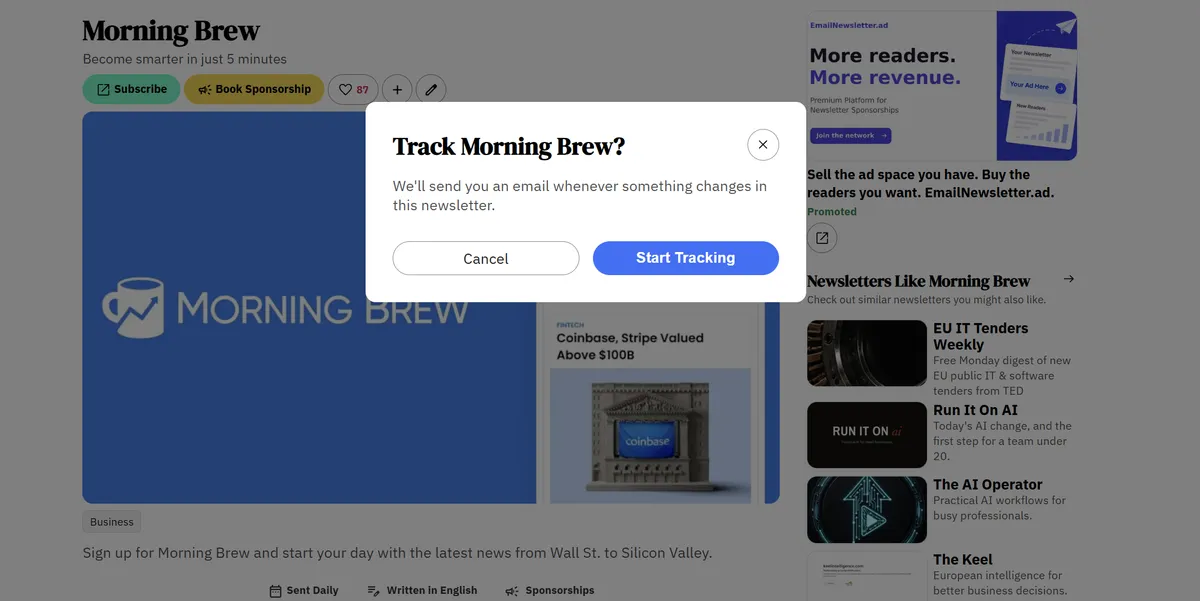 Track Newsletter Changes