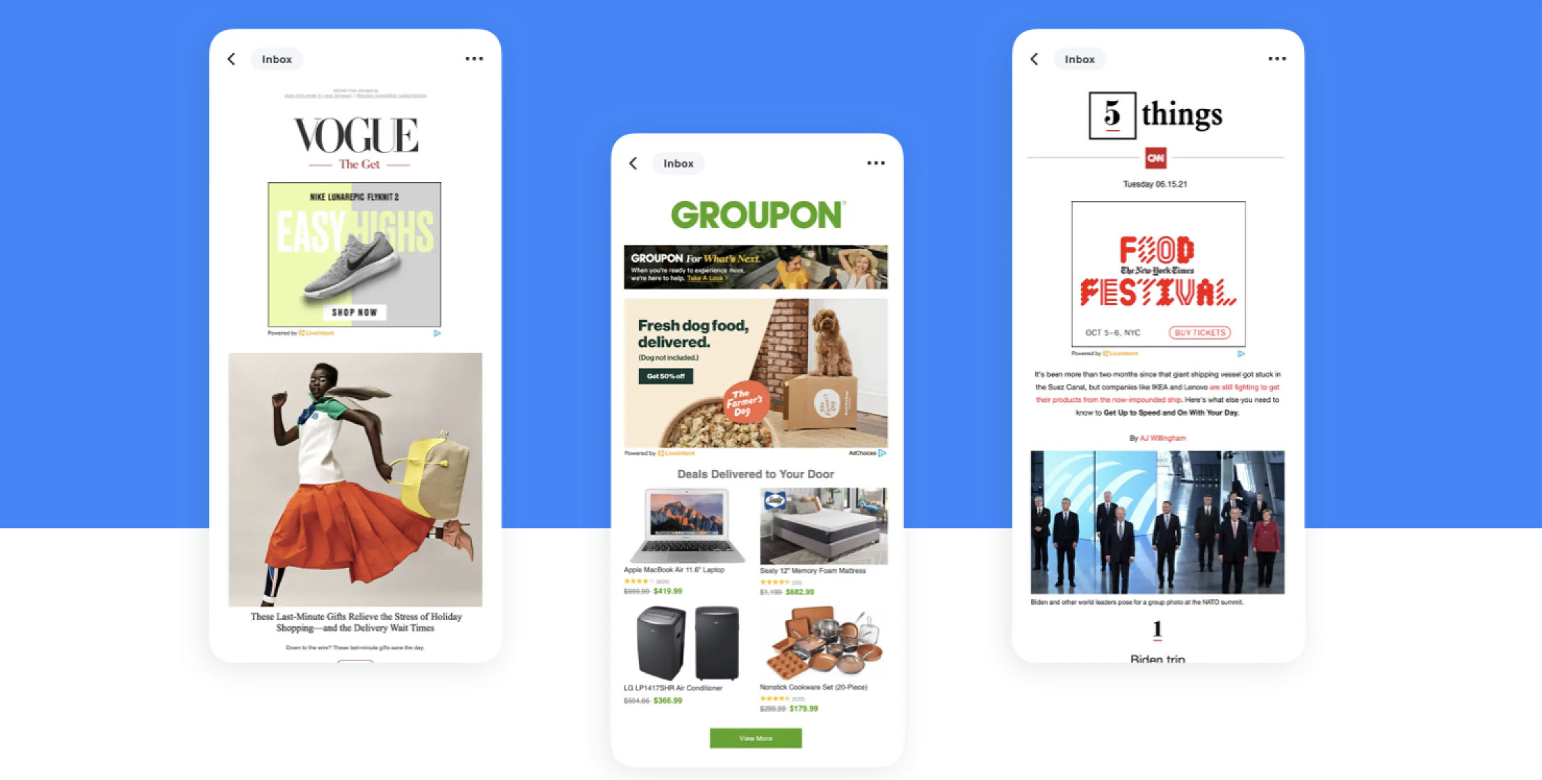 Examples of ads from LiveIntent