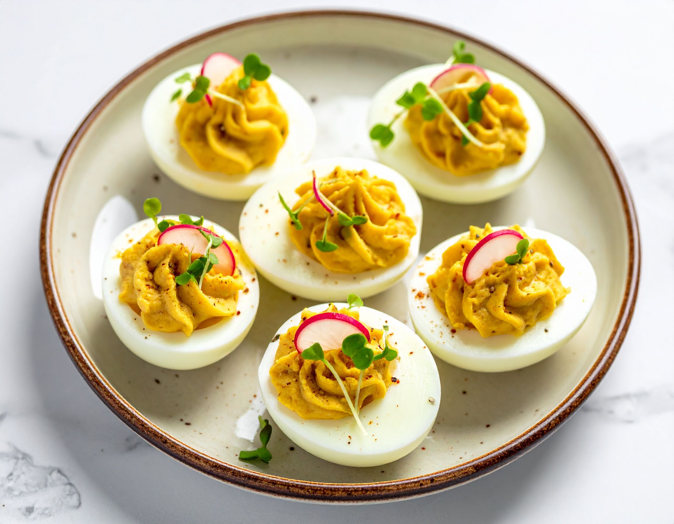 Deviled Eggs with Radish Microgreens