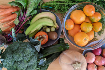 Variedad de frutas y verduras