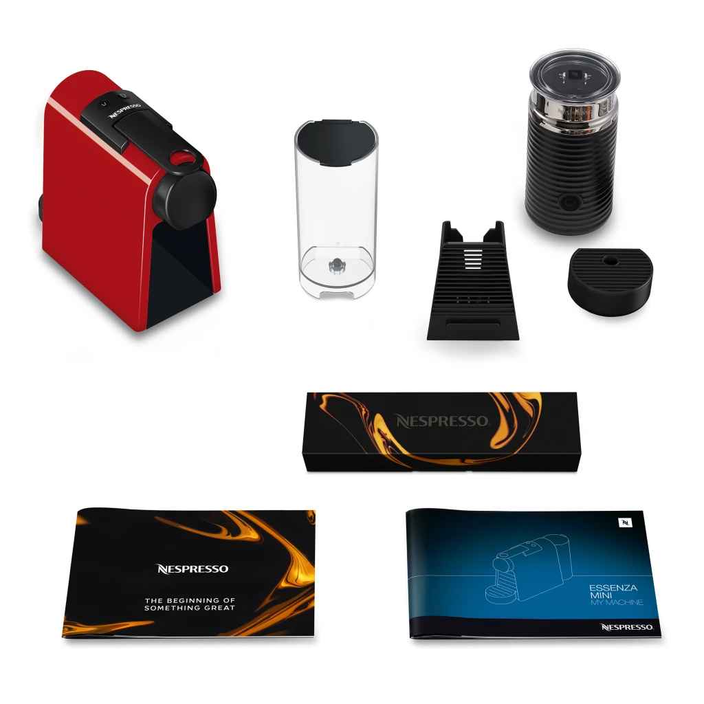 Nespresso Essenza Mini D30 Bundle - Red