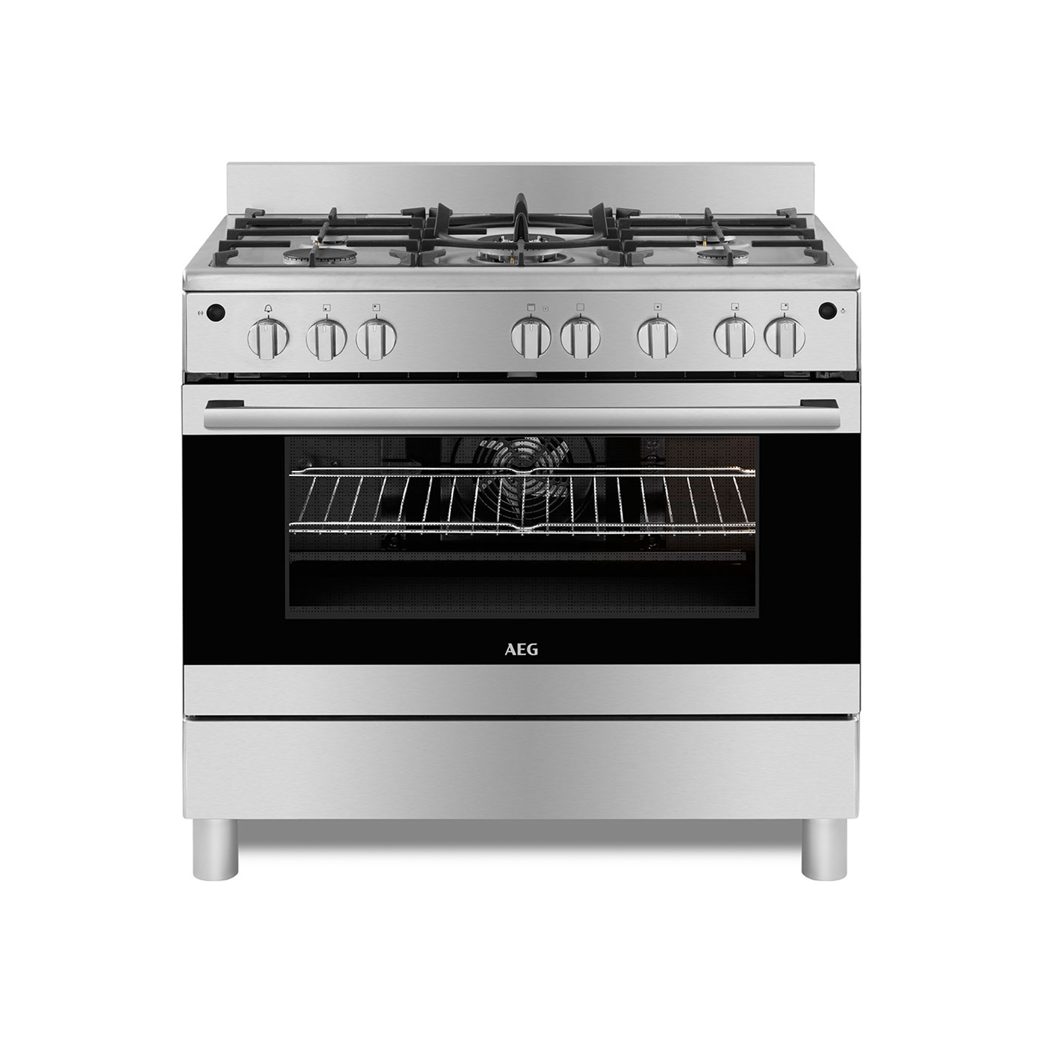 AEG 90cm Multifunction Gas Oven With 5 Burner Gas Hob - Stainless Steel