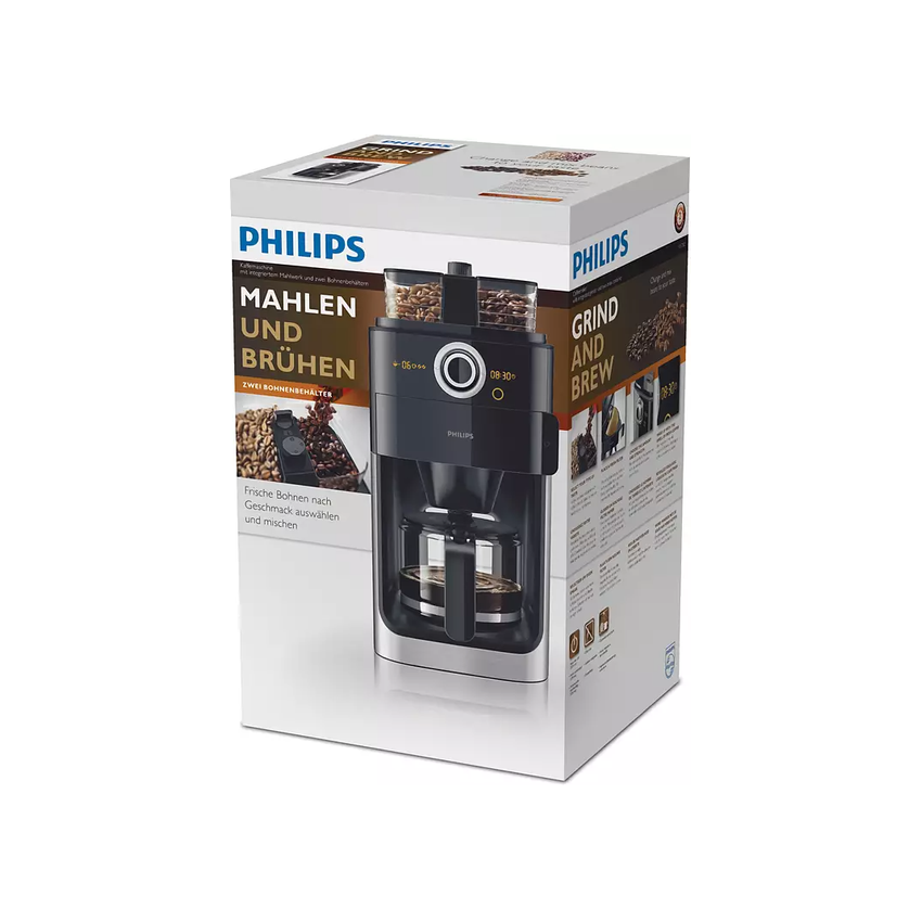 Philips 1.2L Grind & Brew Coffee Maker - Black/Silver (Photo: 3)