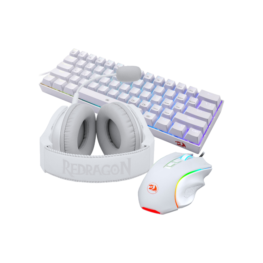 Redragon 3in1 Ms|hs|kb Wired Combo - White (Photo: 2)