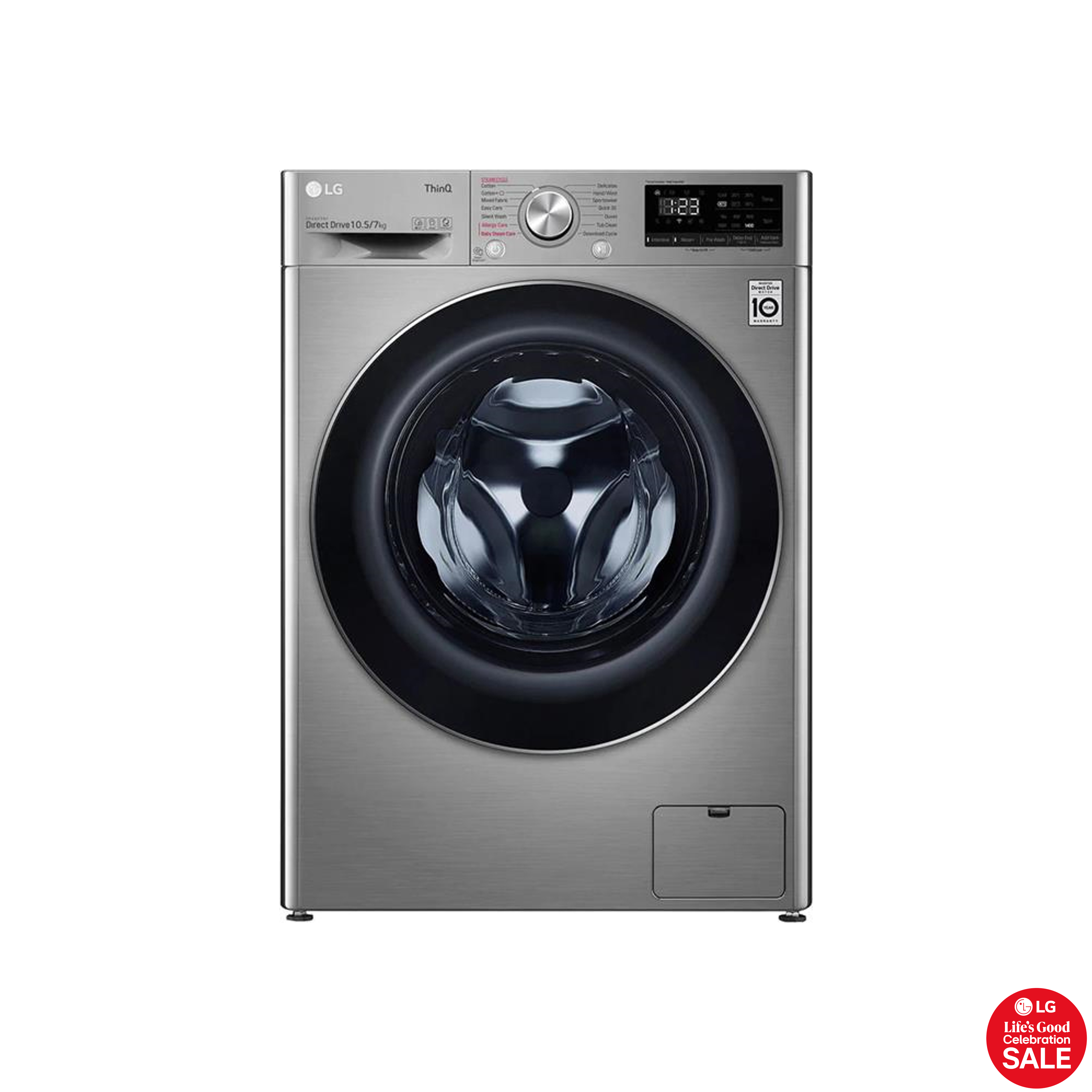 LG 10.5kg Wash / 7kg Dry AI DD Washer Dryer Combo - Silver Vivace