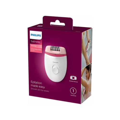 Philips Satinelle Essential Corded Compact Epilator - White/Pink (Photo: 3)