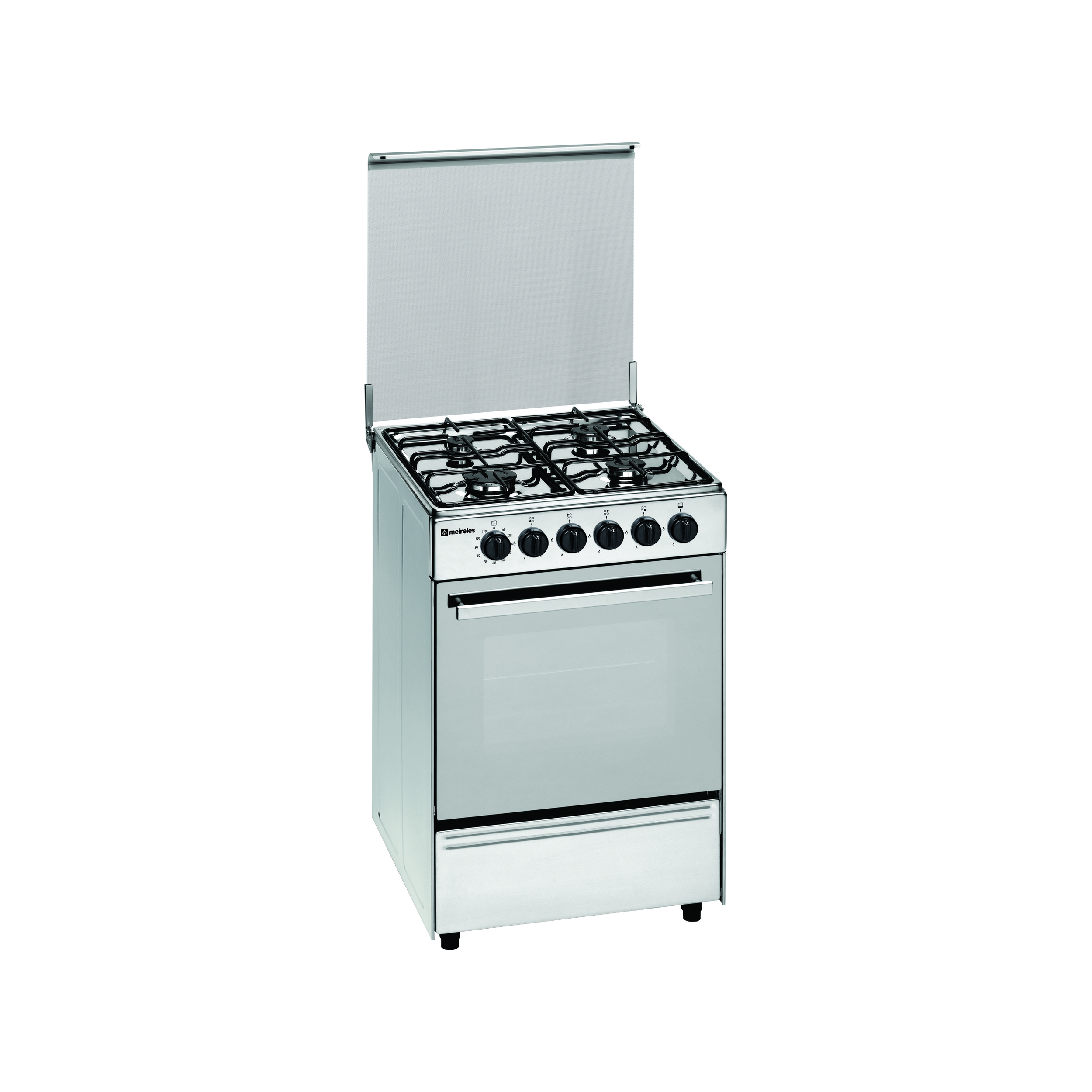 Meireles 57cm Freestanding Gas Electric Stove With Glass Lid - Stainless Steel