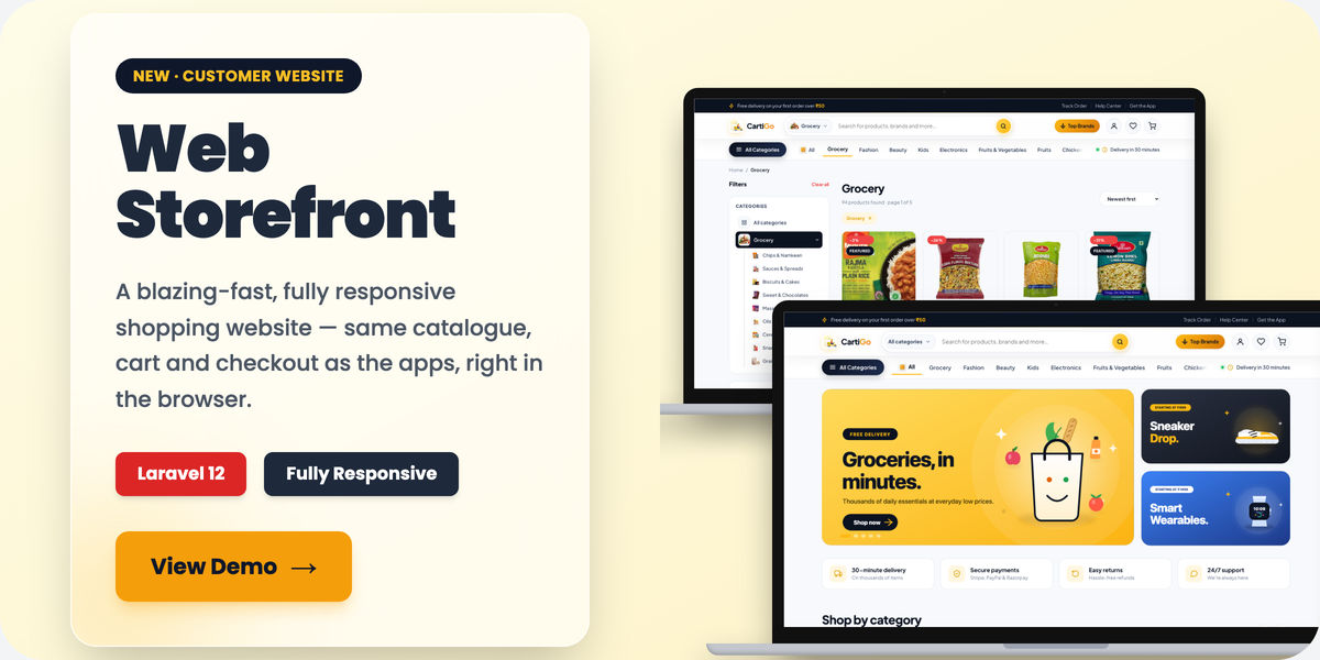 CartiGo Web Storefront – Click to View Live Demo
