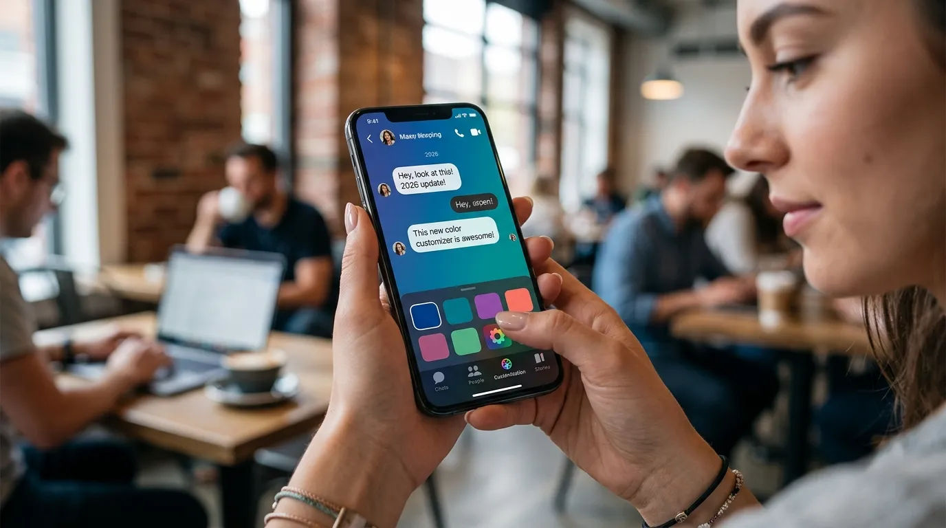 Ilustrasi tampilan antarmuka Facebook Messenger terbaru dengan fitur kustomisasi warna