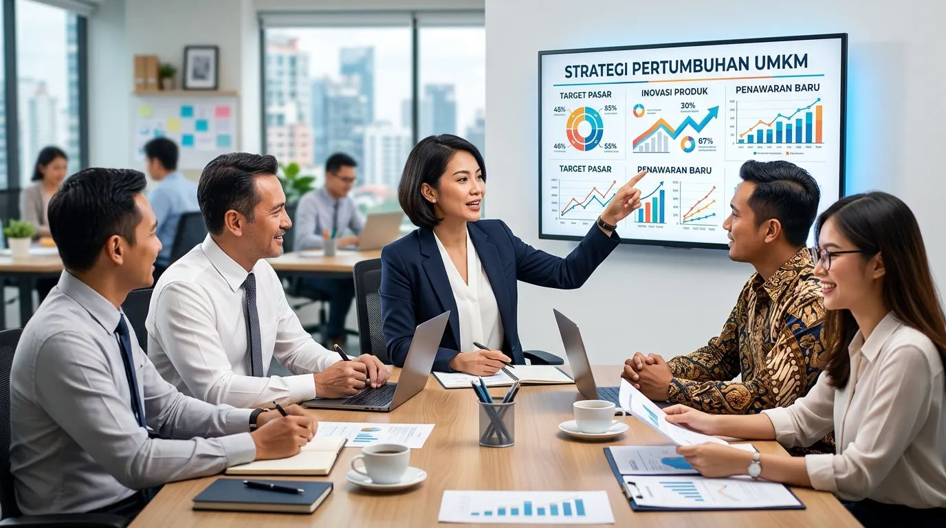 Pertemuan profesional membahas strategi pertumbuhan bisnis UMKM