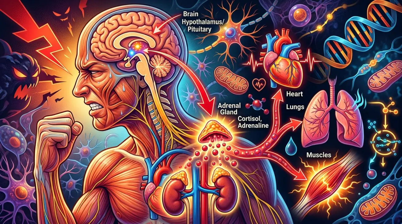 Ilustrasi mekanisme biologis stres pada manusia