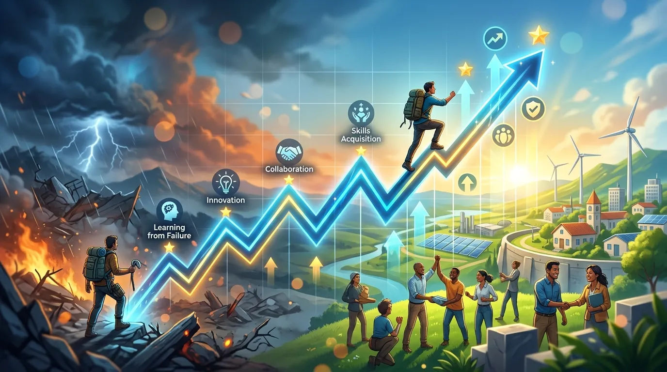 Grafik peningkatan adaptabilitas manusia menghadapi krisis