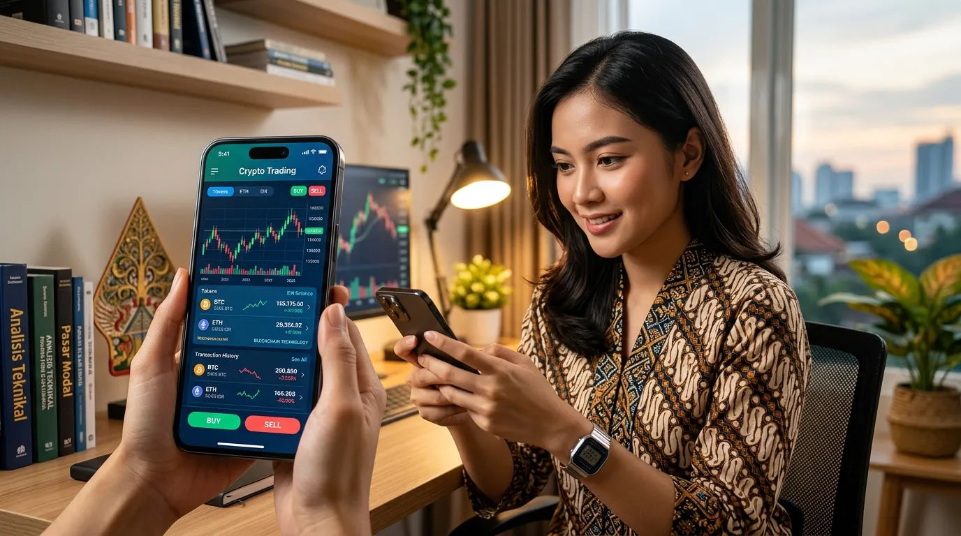 Investor ritel Indonesia menggunakan aplikasi blockchain