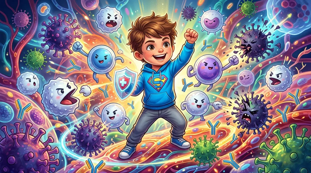 Ilustrasi sistem imun anak menghadapi virus