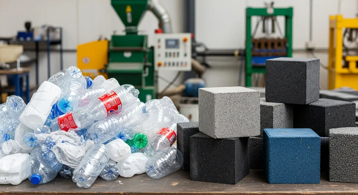 Tumpukan sampah plastik yang siap diproses menjadi bahan baku industri paving block.