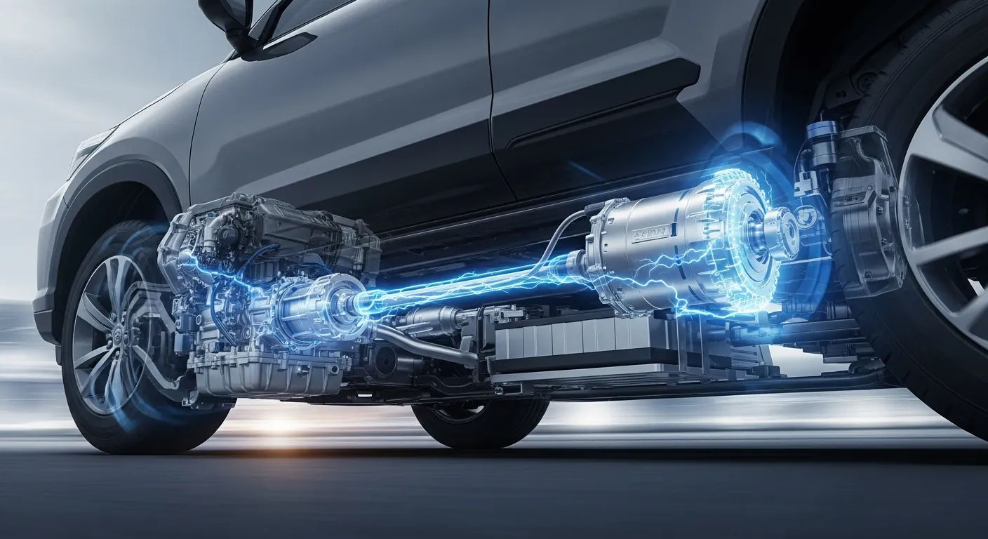 Detail mesin modern dengan teknologi hybrid untuk efisiensi tinggi