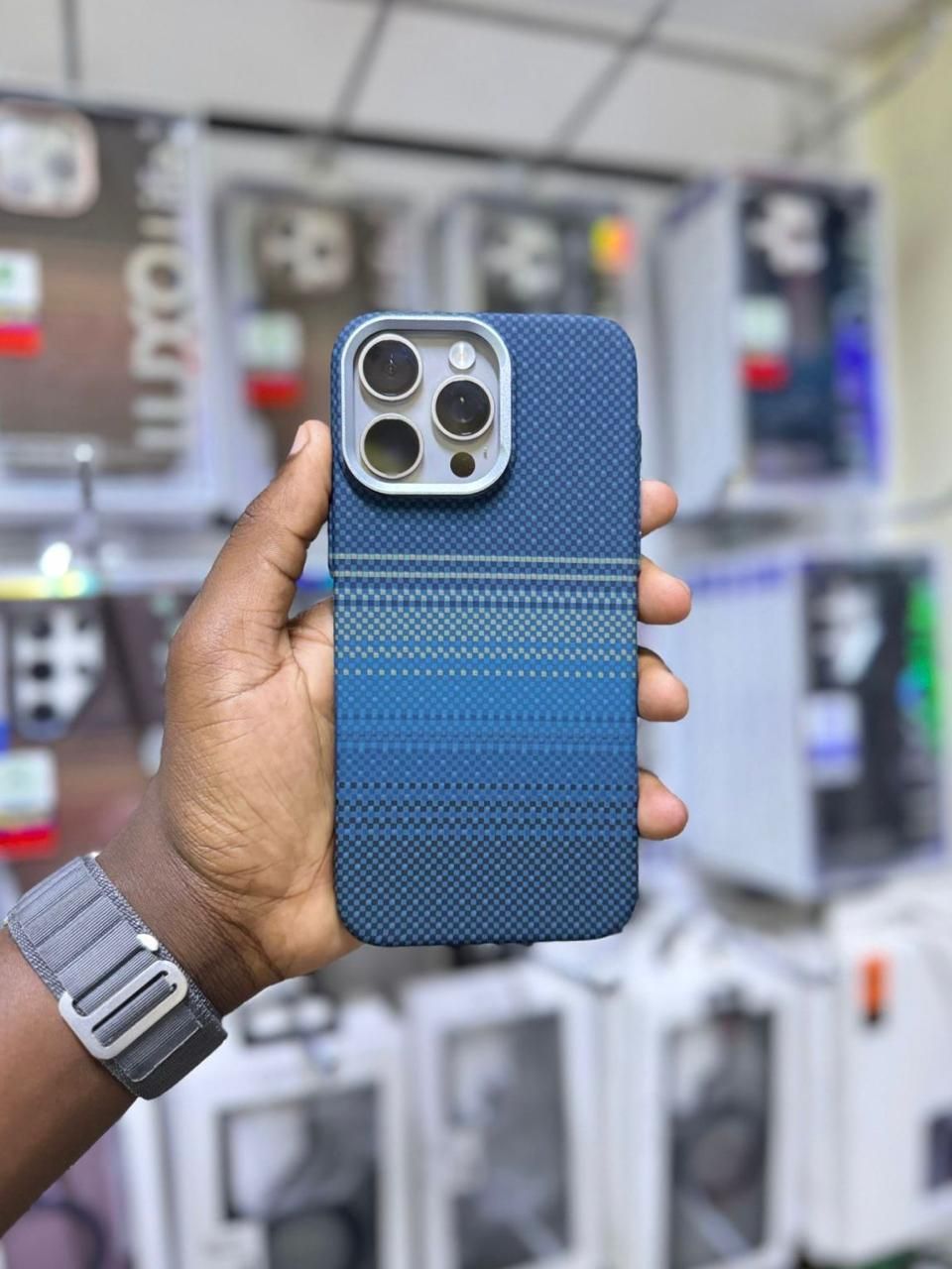Blue Carbon Fiber Phone Case 2