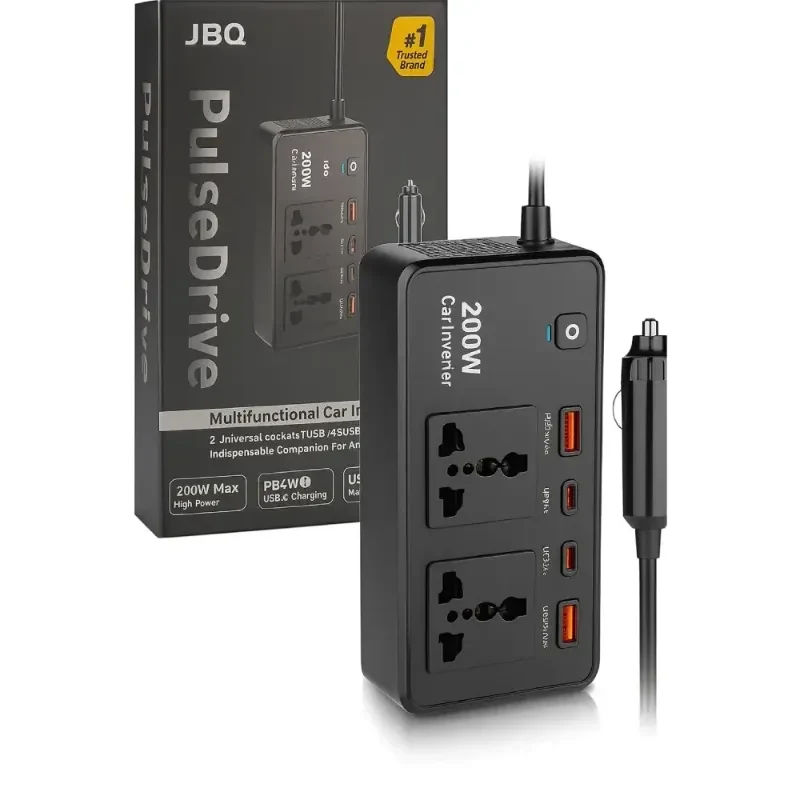 JBQ 200W Car Power Inverter, DC 12V to AC 220V Converter image