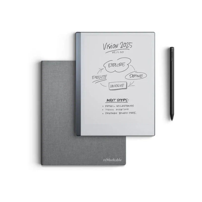 reMarkable 2 Paper Tablet with Marker Plus and Polymer Weave Book Folio (Gray) image