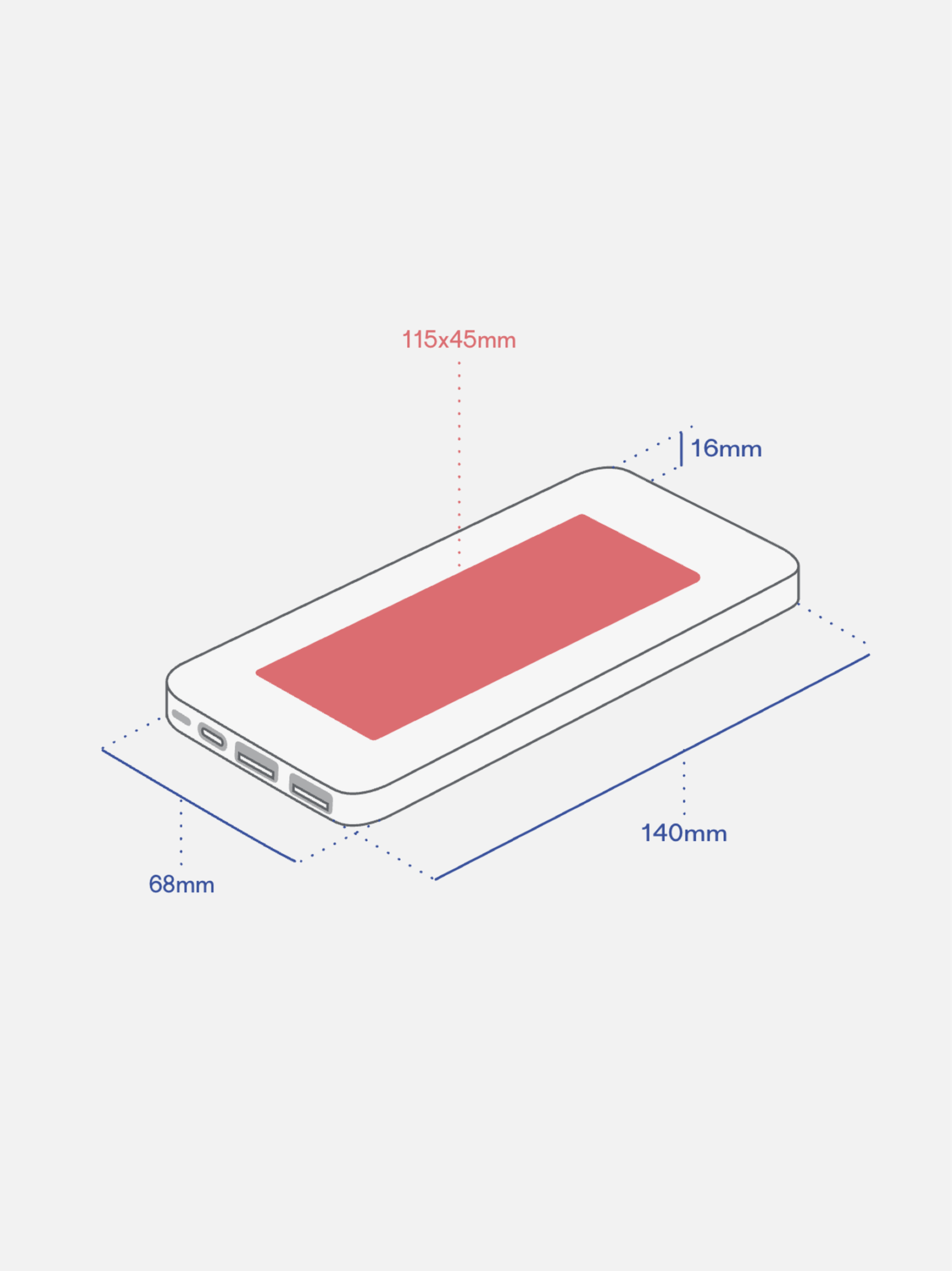 Powerbanka Slate z RPET, 10 000 mAh — Detail