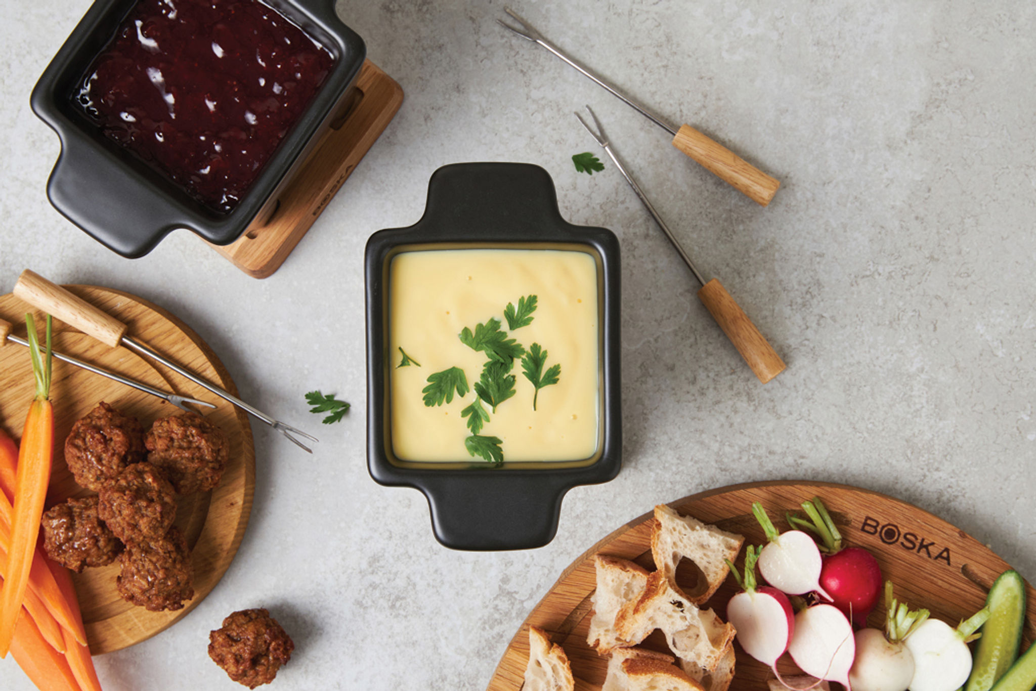 Fondue sada BOSKA Tapas Nero — V prostředí