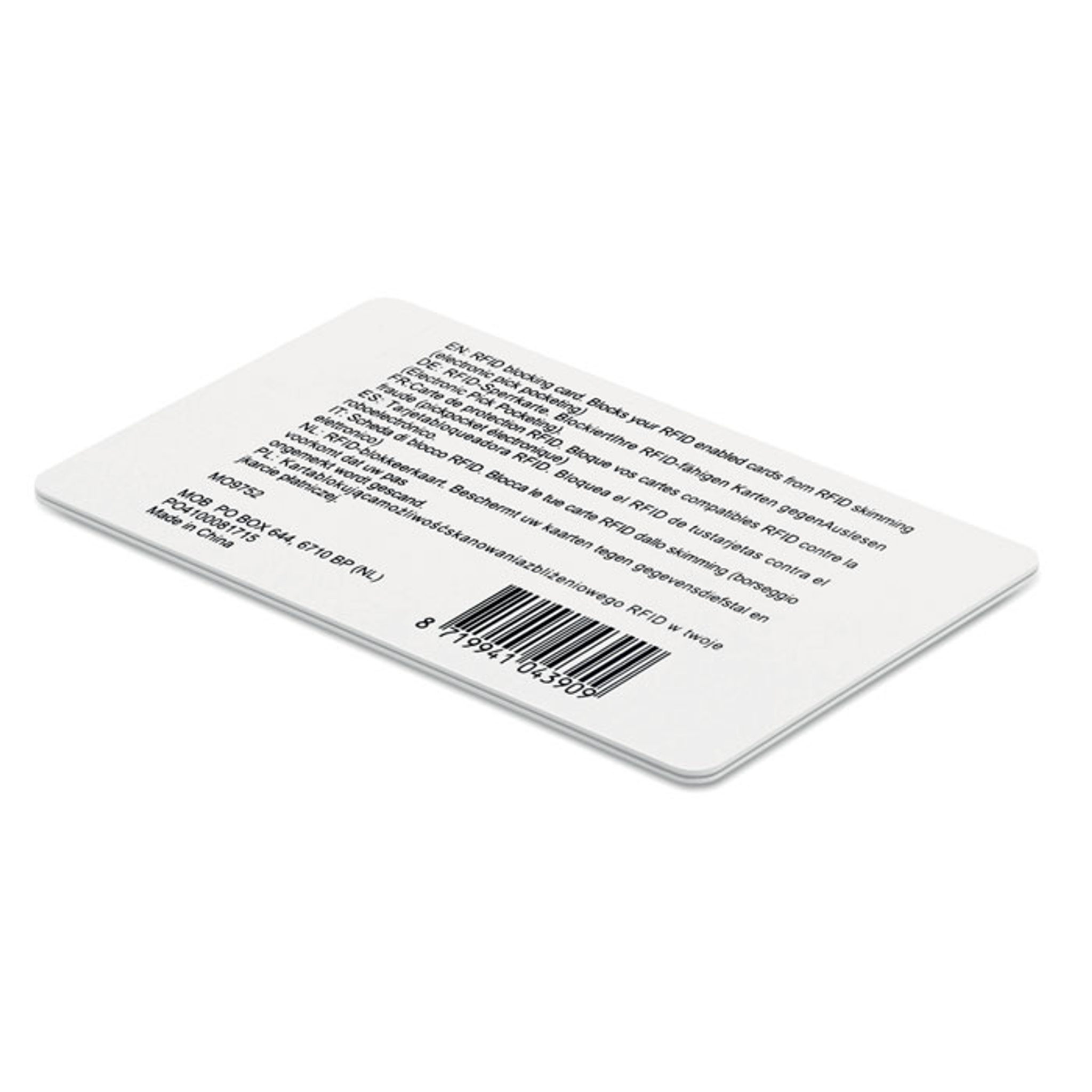 Ochranná RFID karta — Záda
