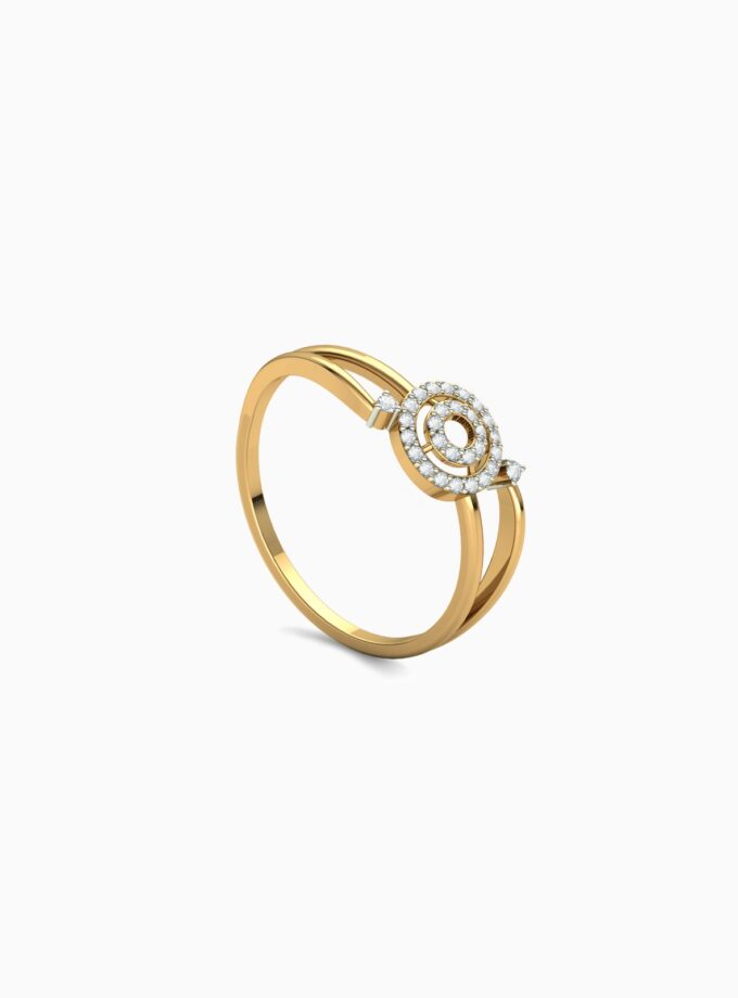 Double Halo Diamond 18k Gold Ring