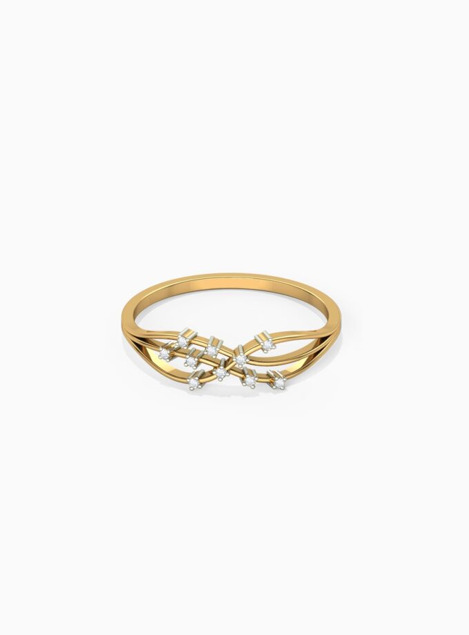 Crossover Triple Shimmer Gold Ring