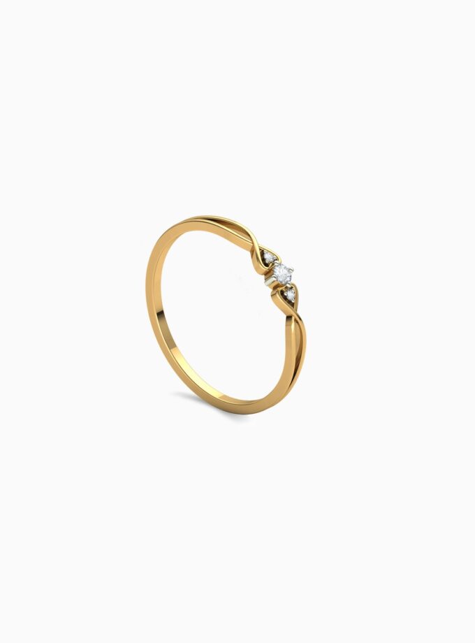 Three Diamonds Gold Heart Ring | Varudai