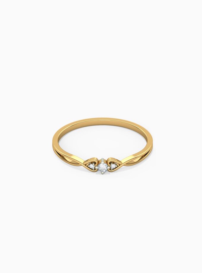 Three Diamonds Gold Heart Ring | Varudai