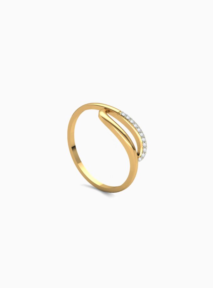 18k Gold Diamond Curve Ring Band | Varudai