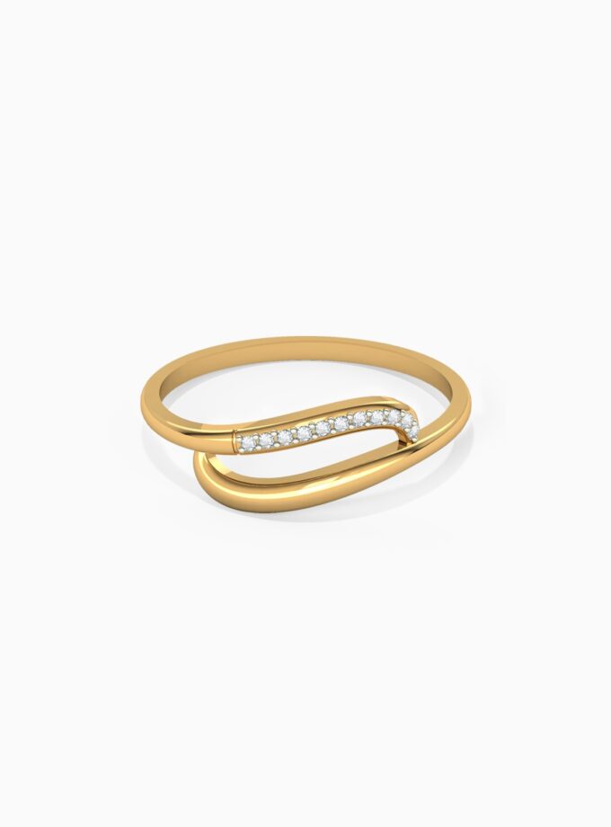 18k Gold Diamond Curve Ring Band | Varudai