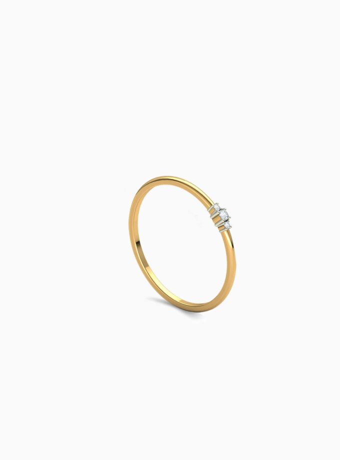 Minimalist Diamond Trio 18k Gold Ring | Varudai