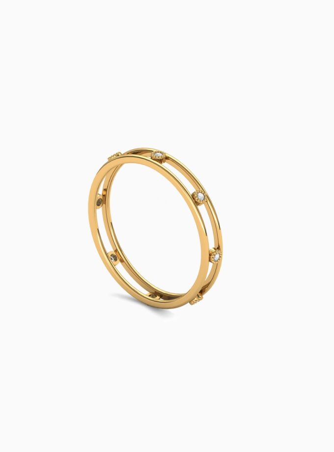 18k Gold Double Band Diamond Ring | Varudai