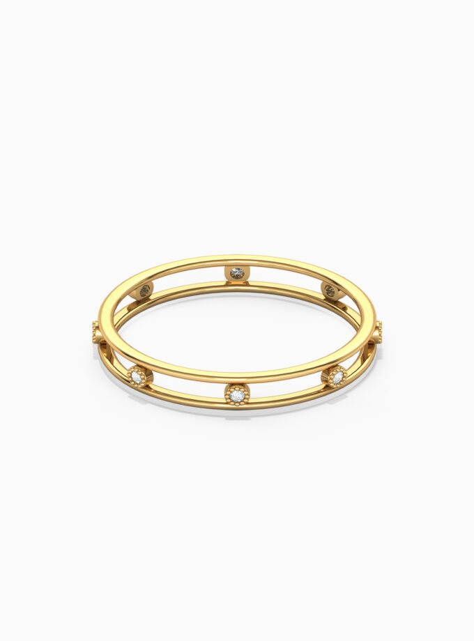 18k Gold Double Band Diamond Ring | Varudai