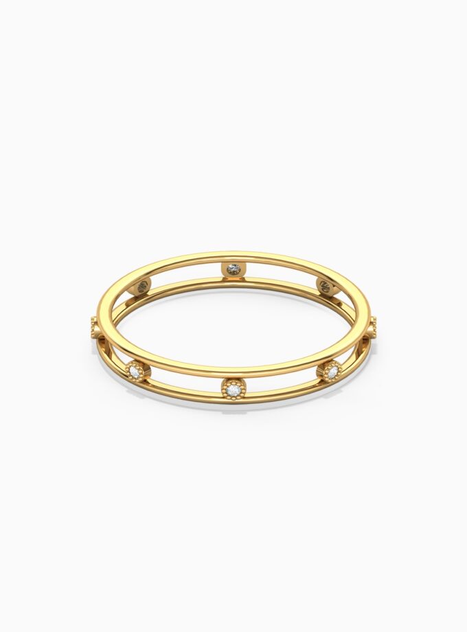 18k Gold Double Band Diamond Ring | Varudai