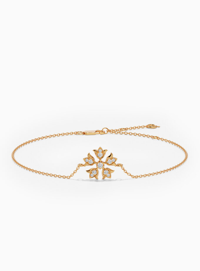 Floral Diamond Cluster 18k Gold Bracelet | Varudai